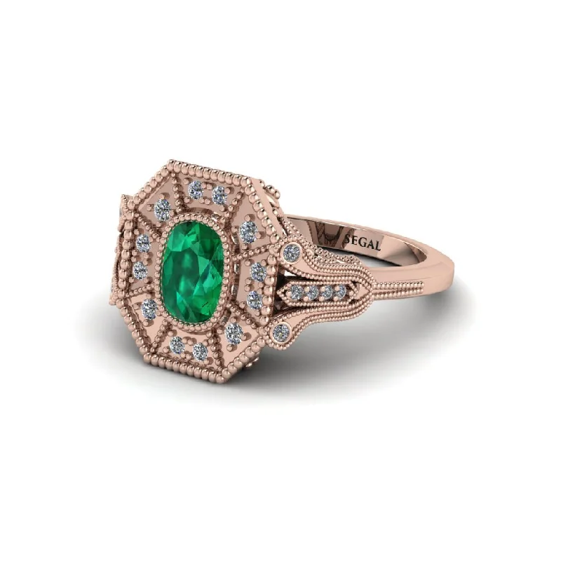 Personalized Wedding Rings For Timeless Style-Emerald Cushion Cut Art Deco Engagement Ring - Alicia No. 5