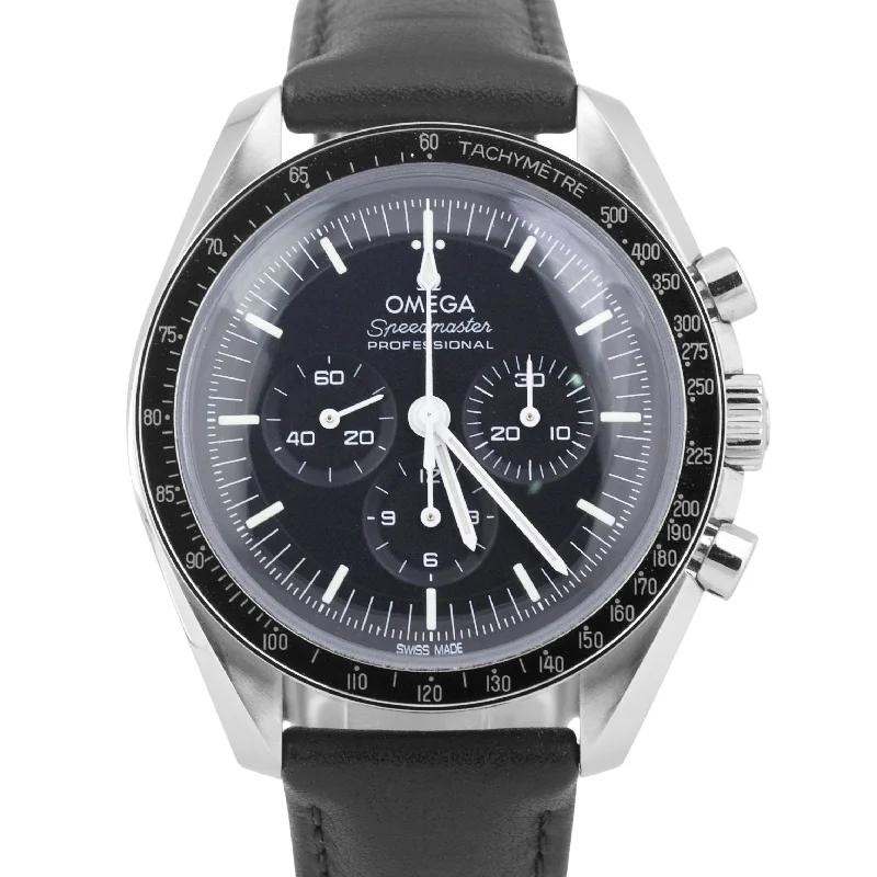 Water-Resistant Watches For Swimming-2023 PAPERS Omega Speedmaster BLACK Leather Steel 42mm 310.32.42.50.01.001 BOX