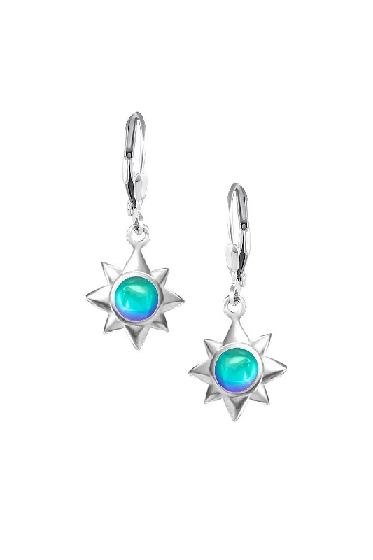 Silver Drop Earrings With Gemstones-Teeny Star Earrings