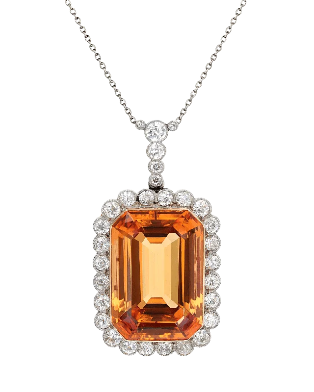 Luxury Ruby Necklace For Evening Wear-Edwardian-Period Topaz Necklace, 55.00 Carats