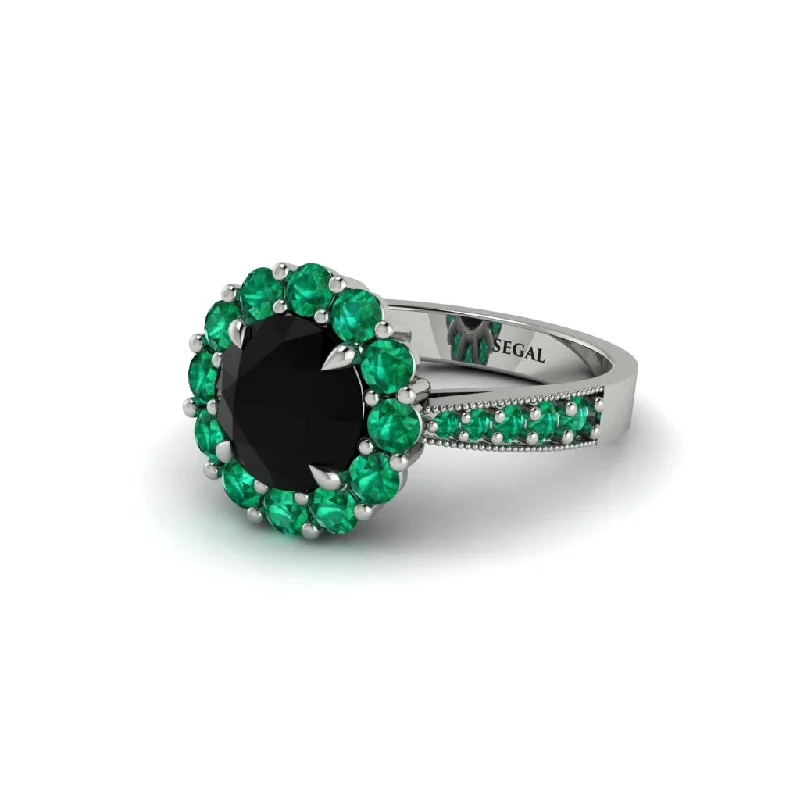 Personalized Wedding Rings For Special Gifts-Emerald Round Halo Engagement Ring - Unity No. 24