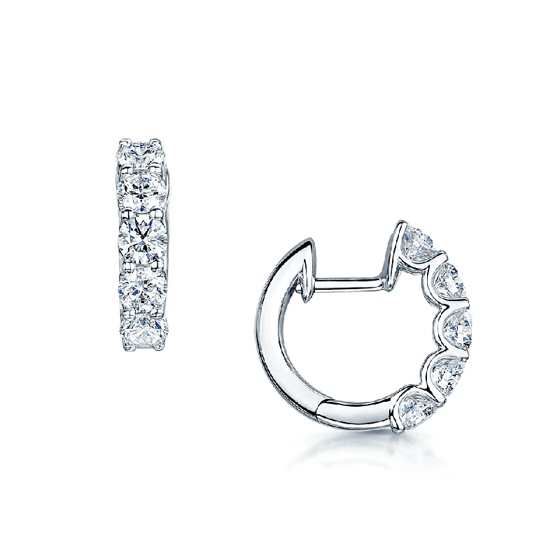 Fashionable Earrings For Summer Weddings-18ct White Gold Diamond Half Hoop Earrings