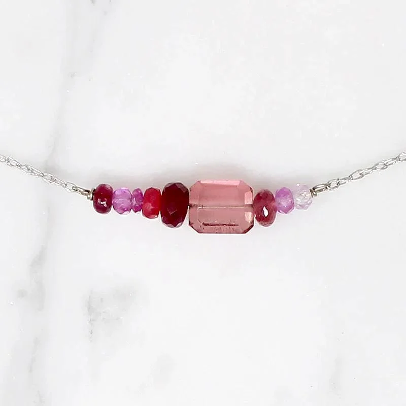 Personalized Nameplate Necklace For Gifts-Olio Arc Necklace in Reds & Pinks by brunet