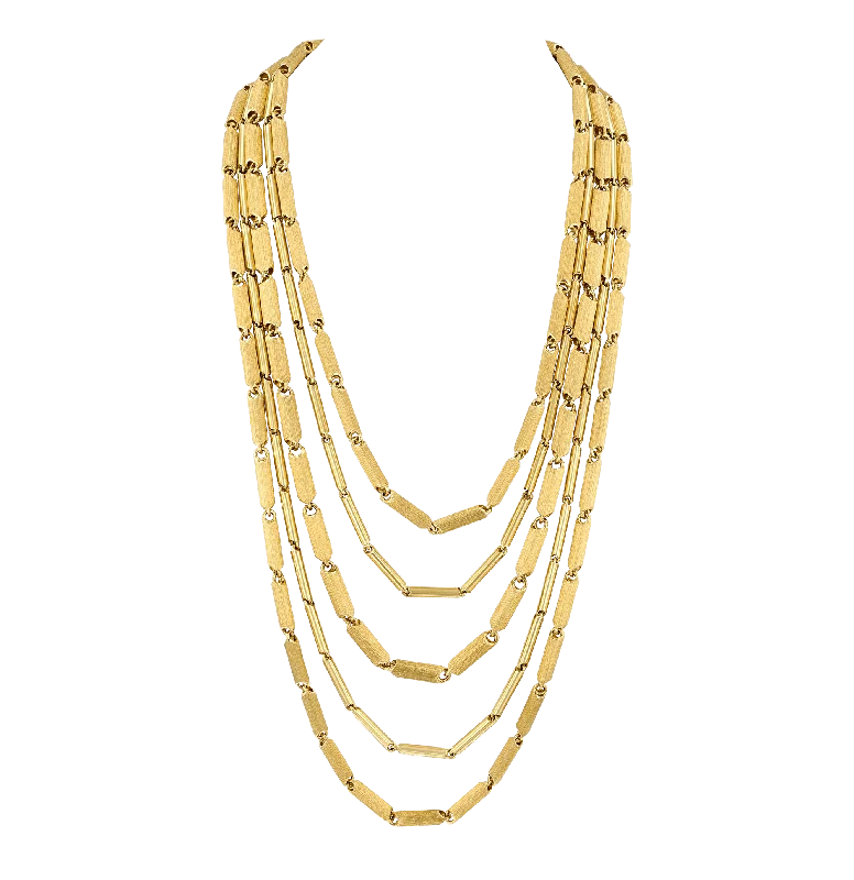 Trendy Silver Necklace For Office Look-Henry Dunay Gold Multi-Link Necklace