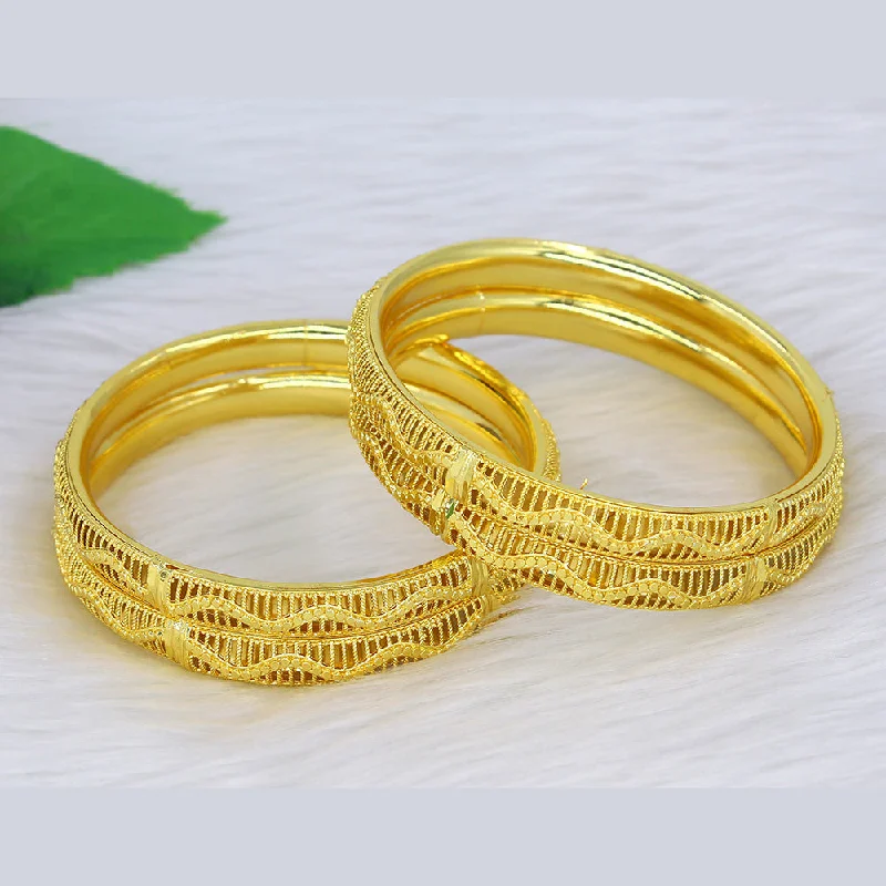 Trendy Wedding Bangles For Fashion-Forward Brides-Mahavir Dye Gold Plating Bangles Set