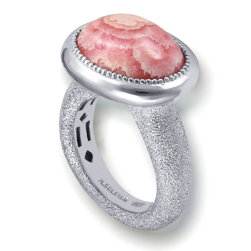 Unique Vintage Rings For Engagement-Gold Cocktail Ring with Rhodochrosite