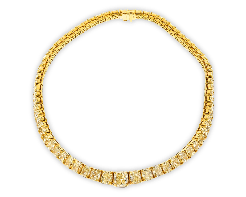 Simple Chain Necklace For Casual Style-Fancy Yellow Diamond Necklace, 111.02 Carats