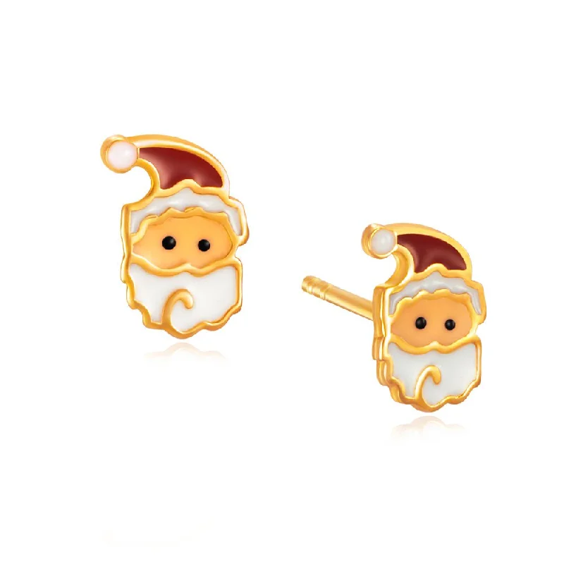 Personalized Hoop Earrings With Charms-916 Gold Santa Claus Stud Earrings