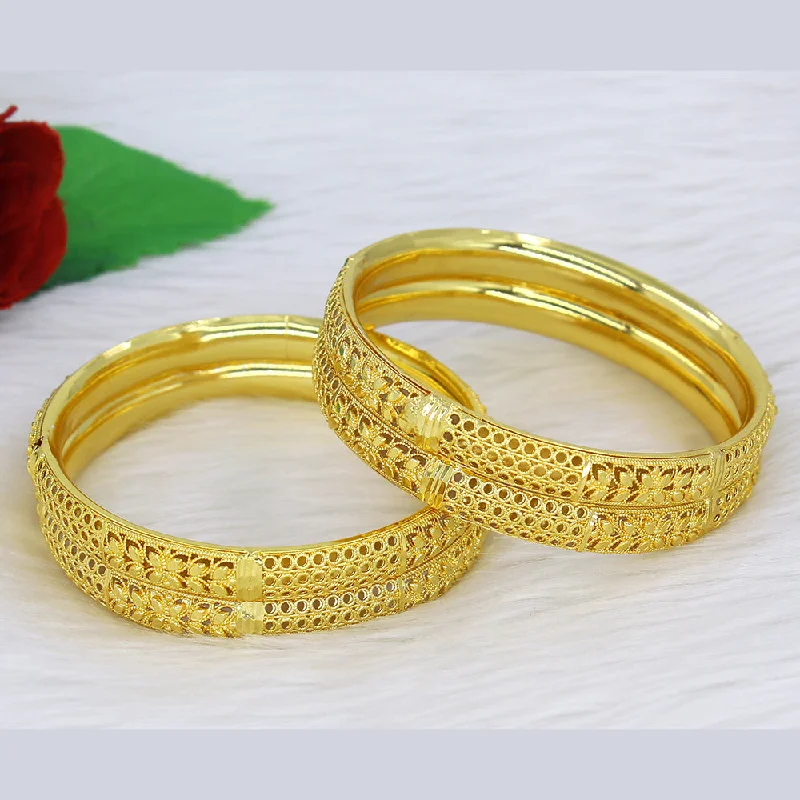 Classic Gold Bangles For Wedding Day Gifts-Mahavir Dye Gold Plating Bangles Set