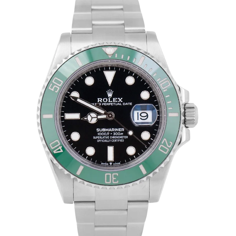 Women’s Stylish Watches With Colorful Dials-MINT 2023 Rolex Submariner Date GREEN KERMIT Ceramic Stainless 41mm 126610 LV