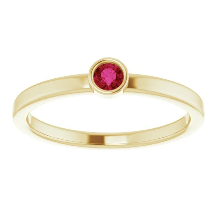 Elegant Gemstone Rings For Weddings-14K Yellow 3 mm Natural Ruby Ring