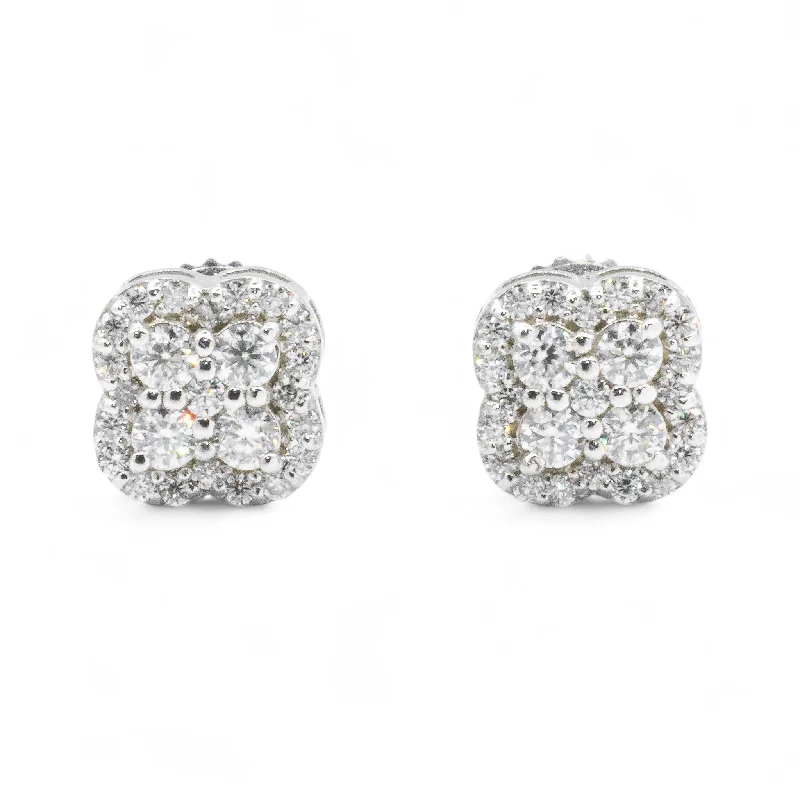 Silver Stud Earrings For Casual Look-14k White Gold Lab Diamond Cluster Earrings 0.49 ctw