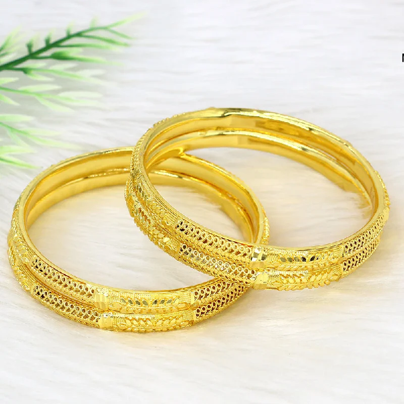 Sparkling Diamond Bangles For Fashion Brides-Mahavir Dye Gold Plating Bangles Set