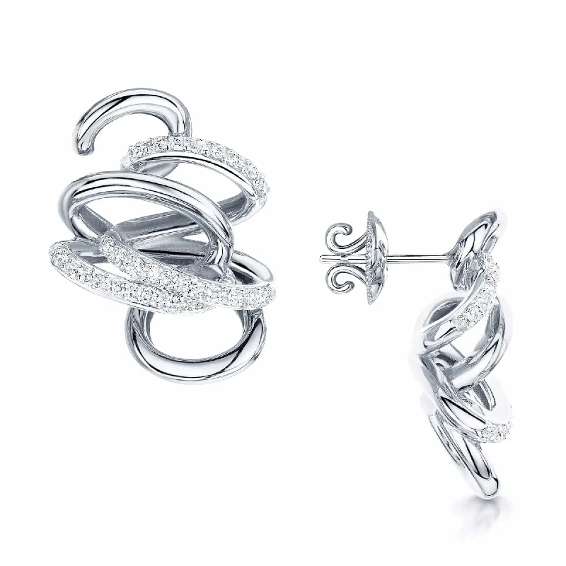 Fine Jewelry Earrings For Special Occasions-18ct White Gold Diamond Entwined Knot Earrings