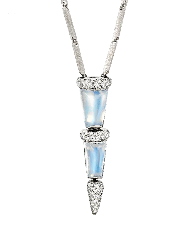 Minimalist Necklace With Bar Pendant-Henry Dunay Blue Moonstone Necklace, 15.63 Carats