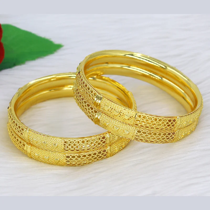 Sparkling Gold Bangles For Engagement Day-Mahavir Dye Gold Plating Bangles Set