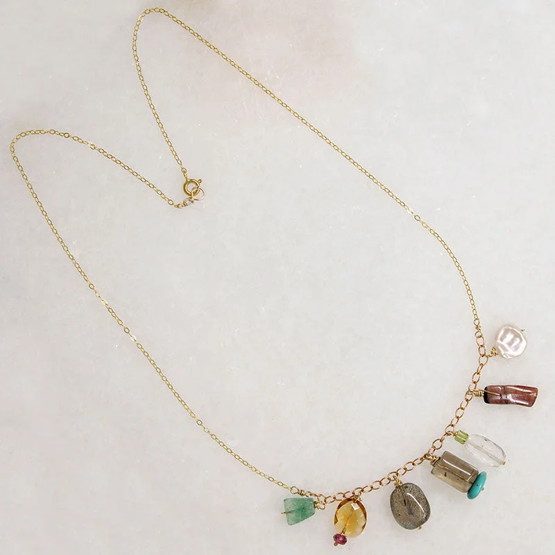 Sparkling Gemstone Necklace For Weddings-Pretty Pastels Energetic Gemstone Necklace by Brin