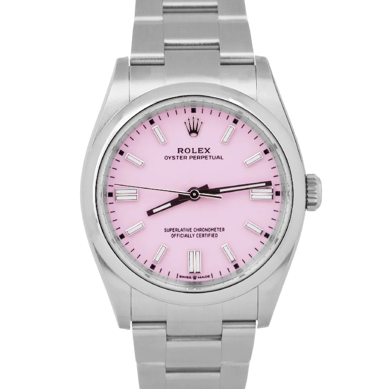 Unique Watches With Vintage Styles-NEW JUNE 2024 Rolex Oyster Perpetual 36 CANDY PINK Steel 36mm 126000 Watch BOX