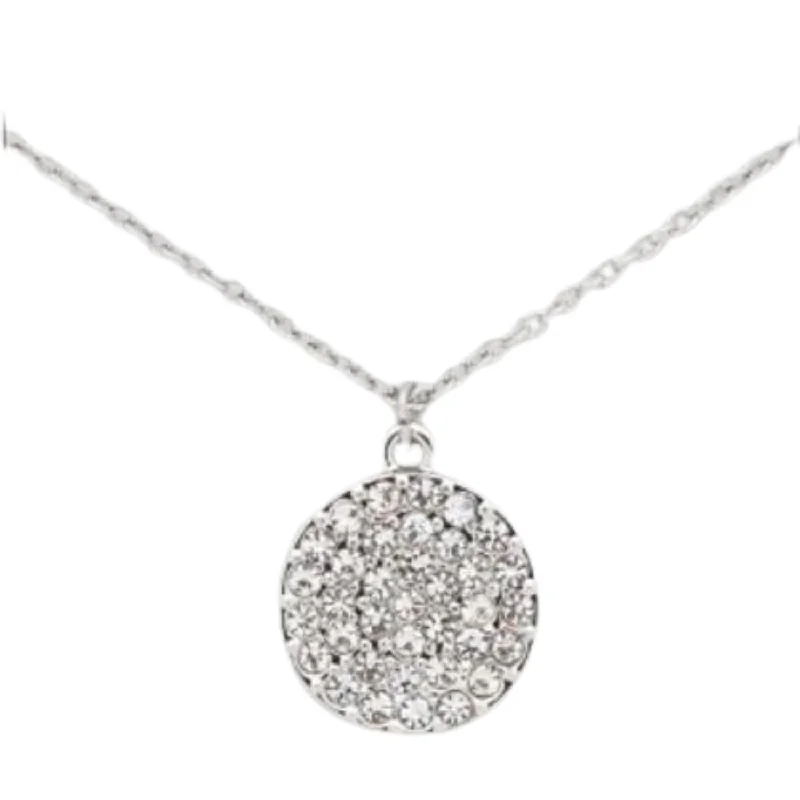 Trendy Silver Necklace For Office Look-Silver Round CZ Layers Necklace