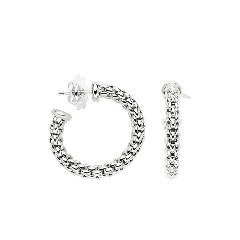 Pearl Earrings With Gold Finish-Essentials 18ct White Gold Hoop Earrings