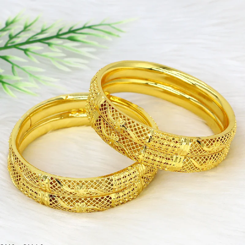 Trendy Gemstone Bangles For Engagement Gifts-Mahavir Dye Gold Plating Bangles Set