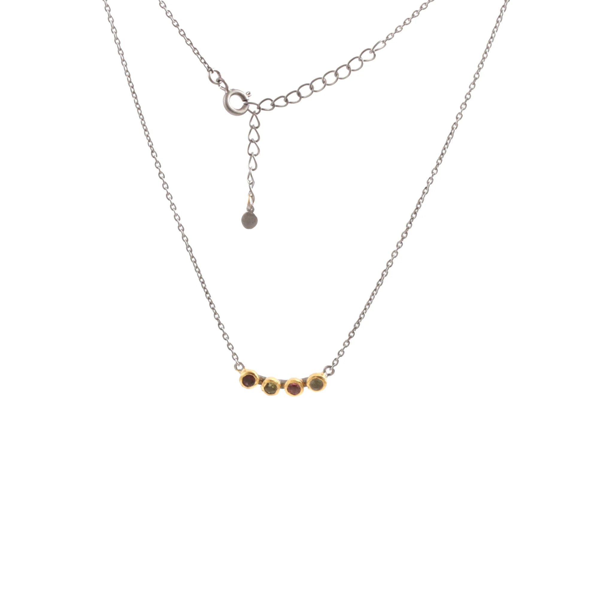 Sparkling Chain Necklace For Evening Out-Two Tone Tourmaline Necklace