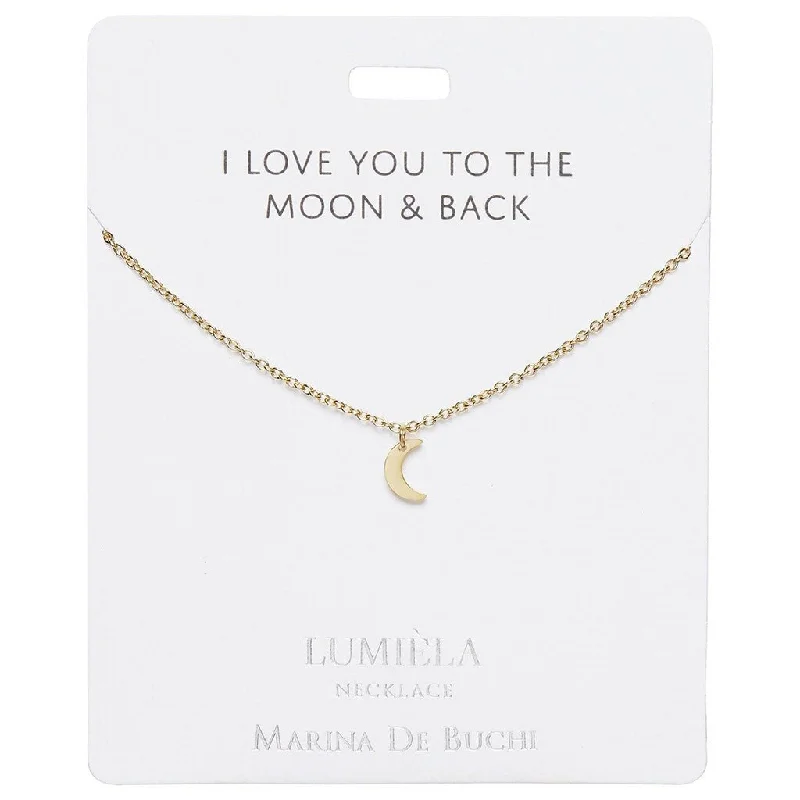 Trendy Chunky Necklace For Bold Look-Lumiela Necklace: "I love you to the moon and back " - Crescent Moon