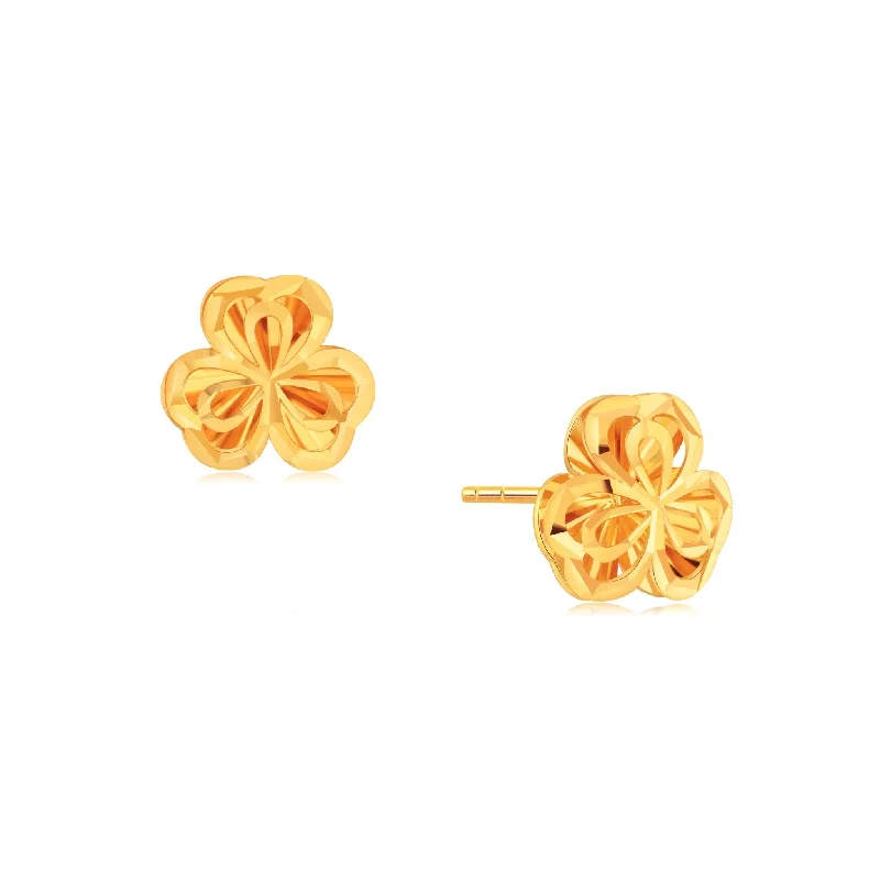 Custom Diamond Earrings For Gifts-916 Gold Trifoliate Earrings