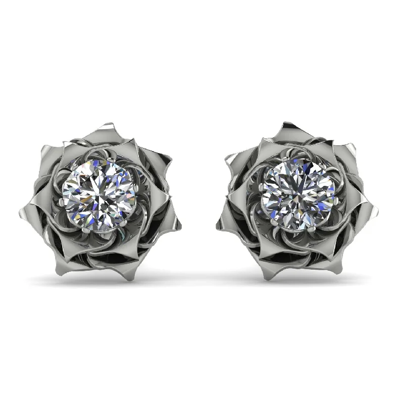 Bohemian Style Earrings For Summer-A lady's Rose Diamond Earrings- Elena no. 3