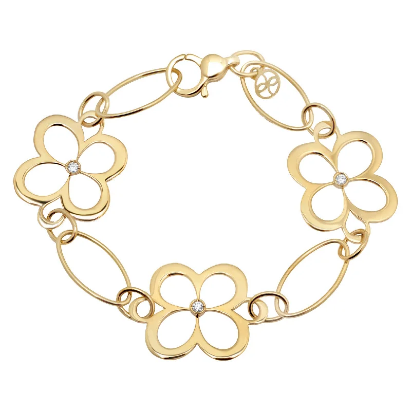 Handmade Gold Bracelets-Fiore Large Link Chain Bracelet with Diamonds