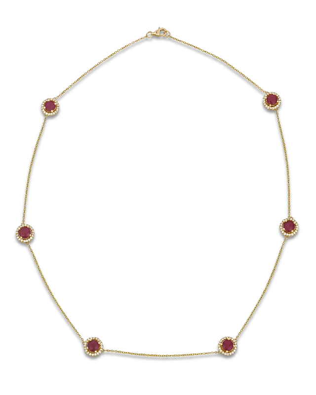 Elegant Necklace With Emerald For Special Events-Ruby Station Necklace, 5.53 Carats