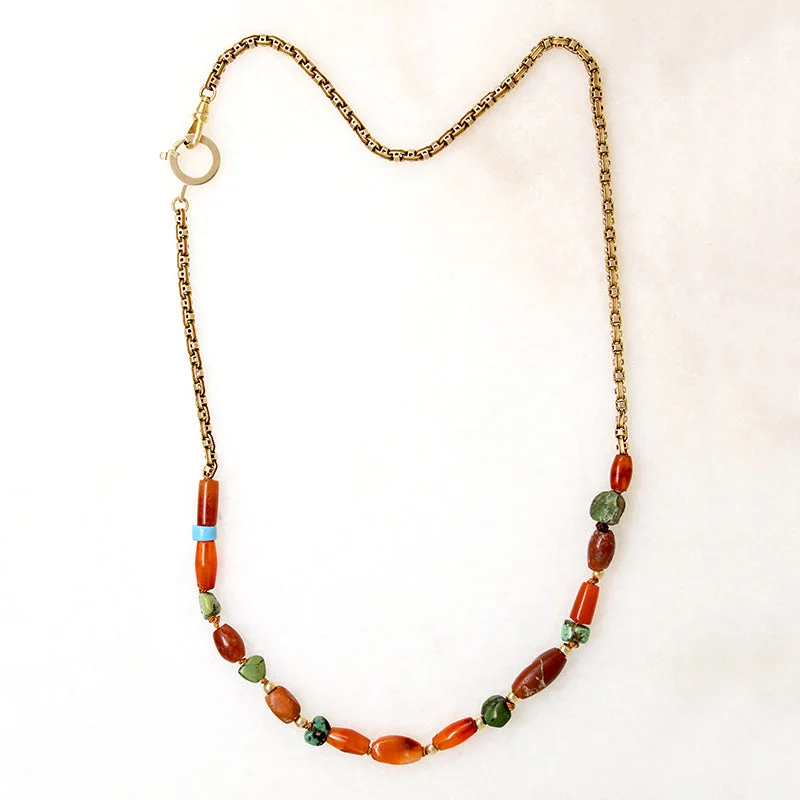 Luxury Diamond Necklace For Anniversary-Colorful Ancient Beads & Fancy Chain Necklace by Ancient Influences