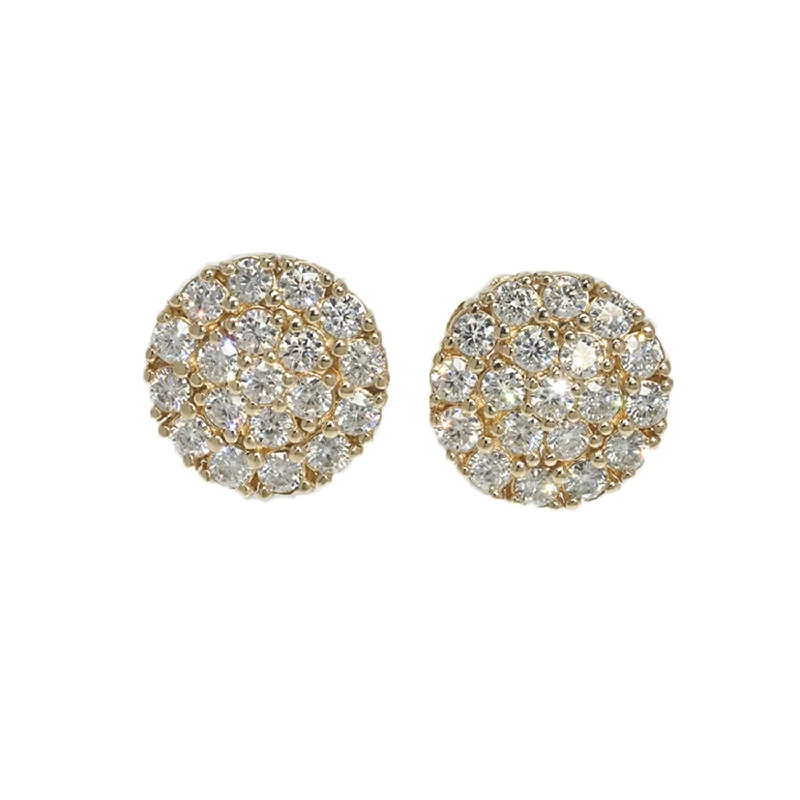 Simple Earrings For Casual Outfits-14k Yellow Gold Generic Cluster Earrings 1.90 ctw Lab Made Diamonds