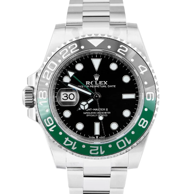 Men’s Watches With Bold Faces-NEW OCT 2024 STICKERED Rolex GMT-Master II SPRITE GREEN Watch 126720 VTNR BOX