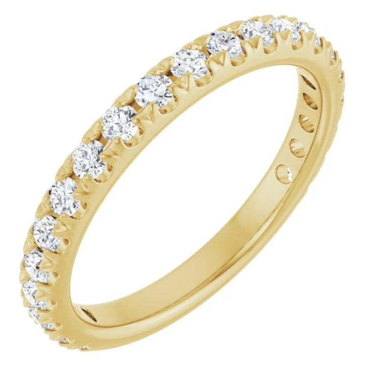 Elegant Silver Rings For Daily Wear-14K Yellow 5/8 CTW Lab-Grown Diamond French-Set Anniversary Band