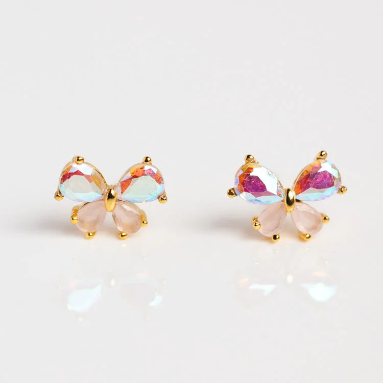 Geometric Gold Earrings-Kaleidoscope Butterfly Stud Earrings