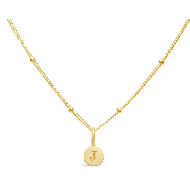 Custom Birthstone Necklace For Mom-Stia : Love Letter "J" Mini Disk Necklace in Gold