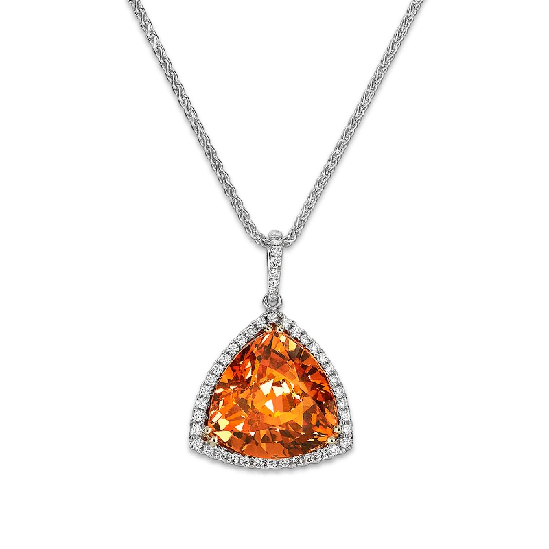 Handmade Boho Necklace For Free-Spirited Style-Mandarin Garnet Pendant, 15.01 Carats