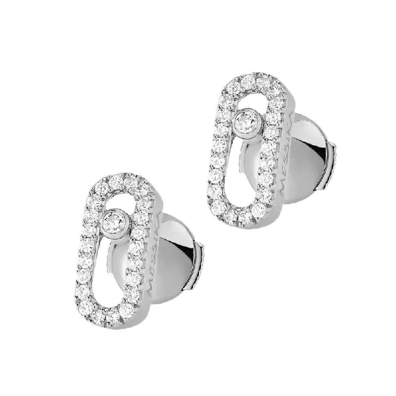 Customized Earrings With Your Name-Move Uno 18ct White Gold Diamond Earrings