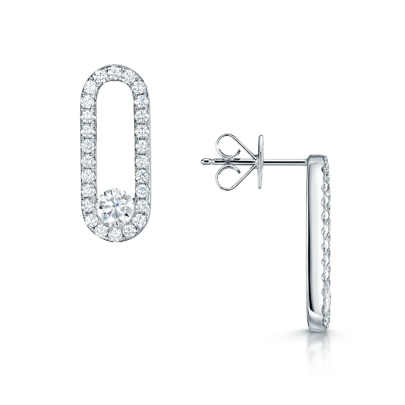 Large Hoops For Trendy Look-Verve Collection 18ct White Gold Full Diamond Set Loop Earrings