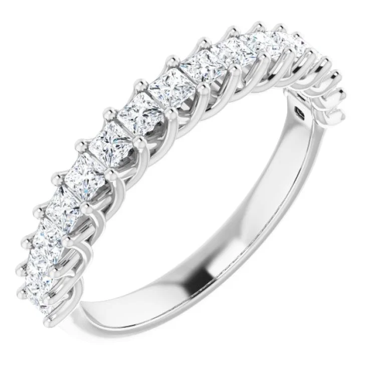 Simple Silver Wedding Rings For Bridesmaids-Platinum 3/4 CTW Natural Diamond Anniversary Band