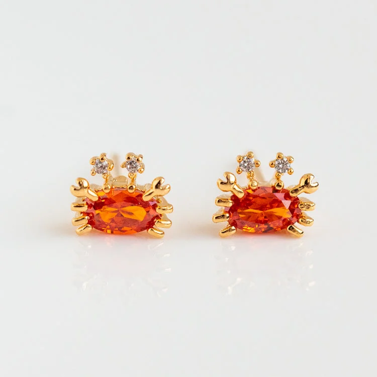 Lightweight Crystal Hoop Earrings-Cutie Crab Studs