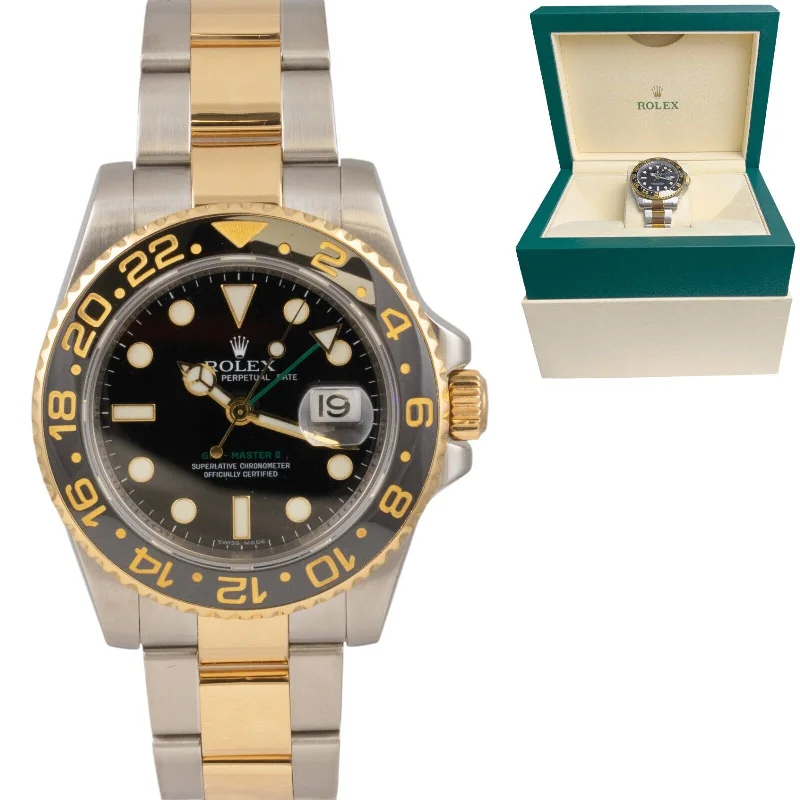 Fashionable Watches For Everyday Wear-Rolex GMT-Master II Two-Tone 116713 18k Yellow Gold & Stainless Watch BOX & TAG