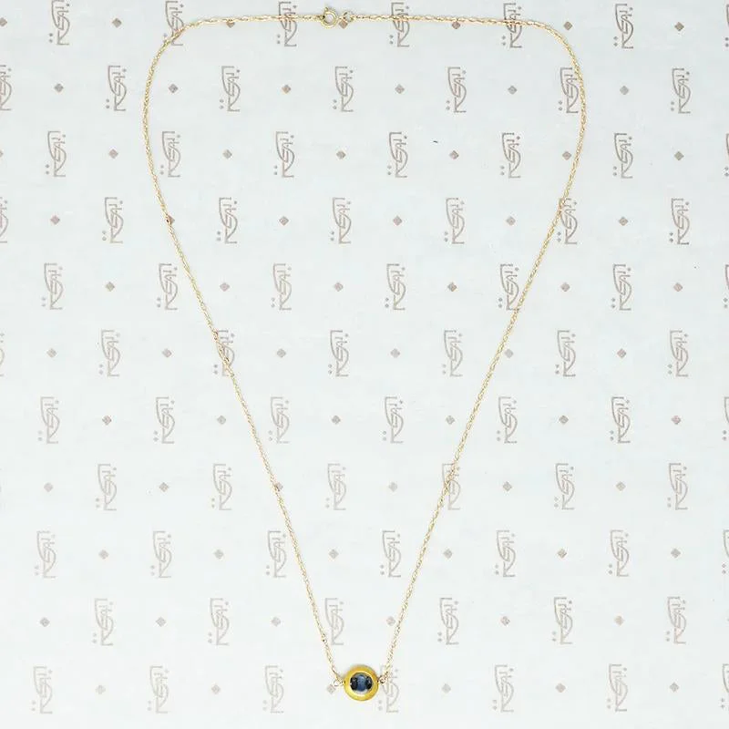 Unique Chain Necklace For Fashion Enthusiasts-Blue Sapphire "O" Gold Necklace by brunet