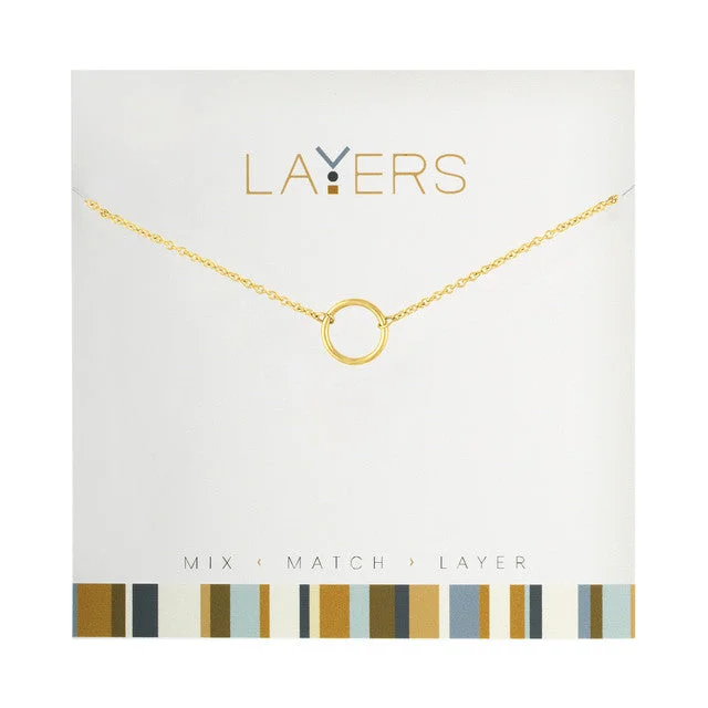 Classic Gold Chain Necklace For Bridesmaids-Gold Open Circle Layers Necklace