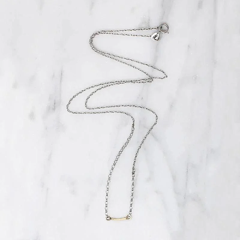 Elegant Teardrop Necklace For Evening Wear-Forged Gold Bar Necklace by brunet