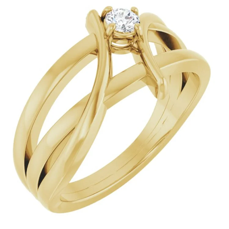 Trendy Stacking Rings For Everyday Wear-14K Yellow 1/8 CT Lab-Grown Diamond Ring