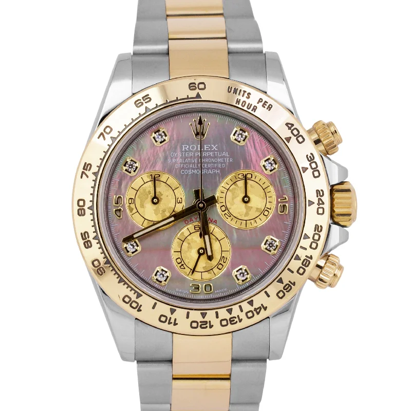 Luxury Watches For Everyday Wear-2022 Rolex Daytona Cosmograph MOTHER OF PEARL DIAMOND 40mm 18K Gold Steel 116503