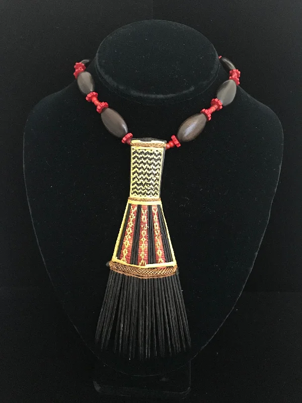 Long Boho Necklace For Casual Wear-Vintage Samoan Comb Necklace