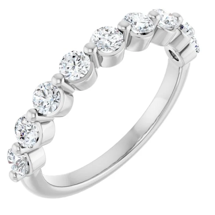 Elegant Pearl Rings For Bridesmaids-Platinum 5/8 CTW Lab-Grown Diamond Anniversary Band